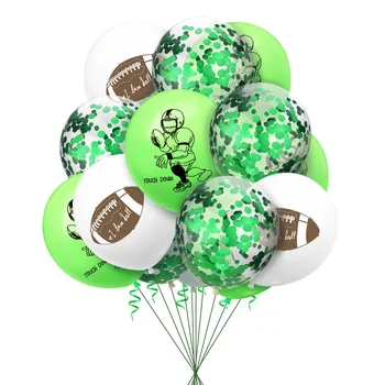  10шт Воздушных шаров для тематической вечеринки по американскому футболу, регби, конфетти, воздушный шар для мальчика, украшения для дня рождения на спортивную тему, Принадлежности