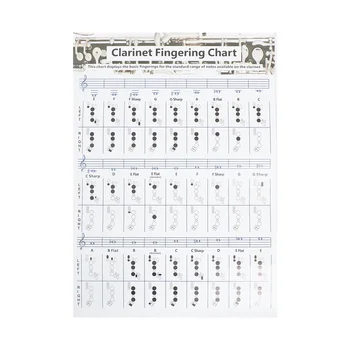  Таблица аккордов для кларнета 1шт Плакат с аккордами для кларнета Полезное справочное руководство по аккордам для кларнета